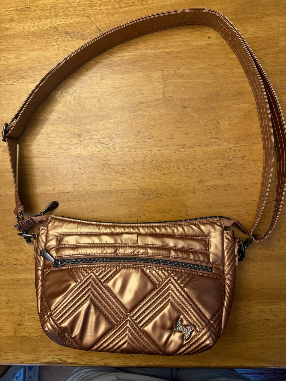 lug Metallic Bronze Quilted Crossbody Bag